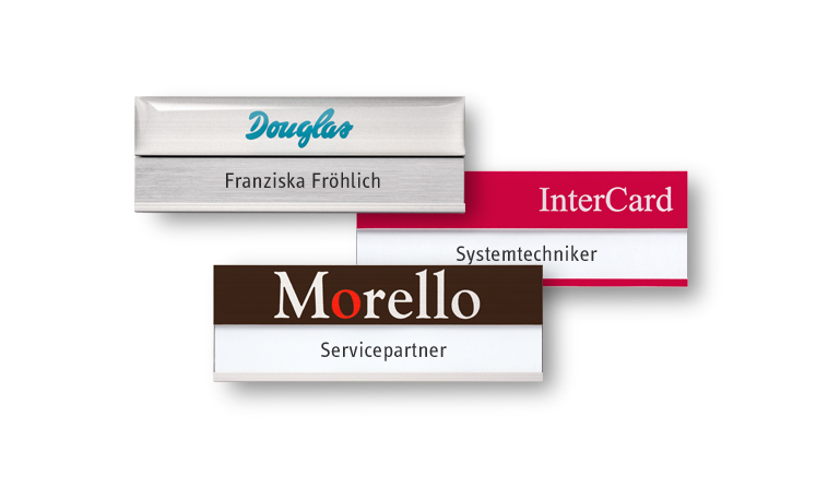 Namensschild aus Metall, silberfarbig matt eloxiert - B.H. Mayer's  IdentitySign GmbH - IdentitySign